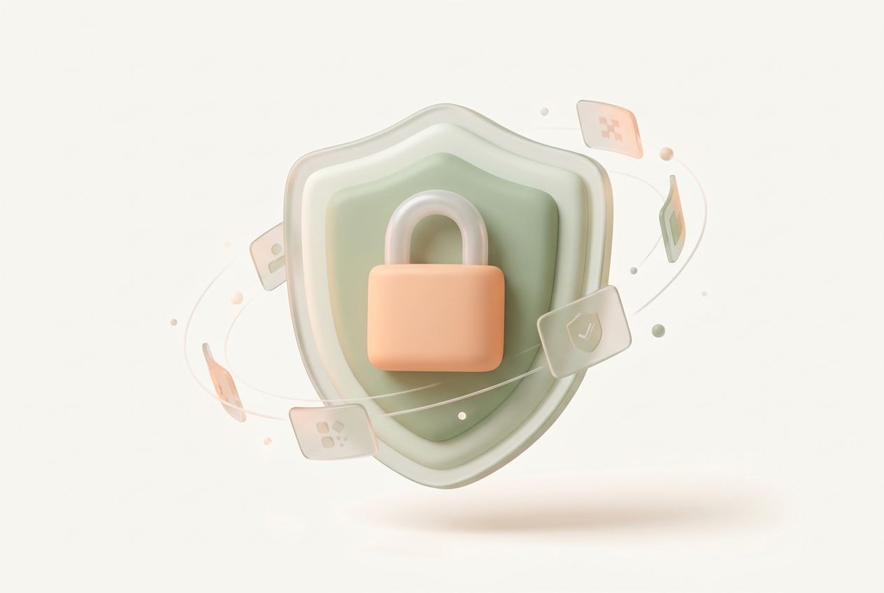 Ilustracja: tarcza z kłódką symbolizująca cyberbezpieczeństwo firmy